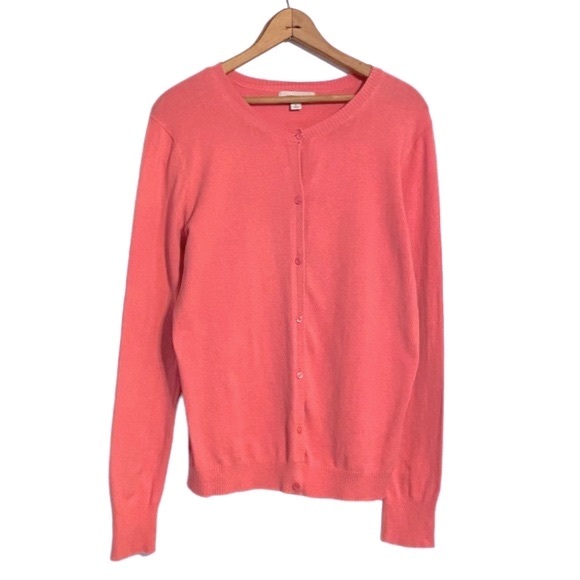 Merona Pink Button Front Cardigan Sweater Long Sleeve Barbie Bubblegum Pink L - Picture 2 of 15